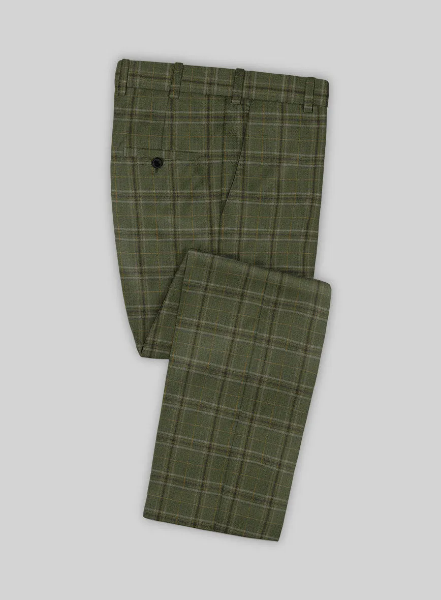 Reda Juniper Green Checks Wool Suit