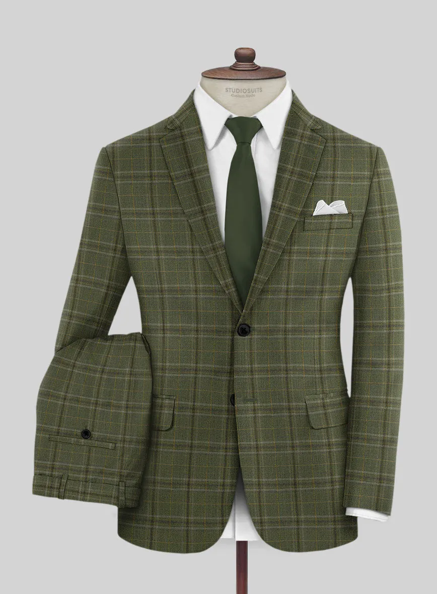 Reda Juniper Green Checks Wool Suit