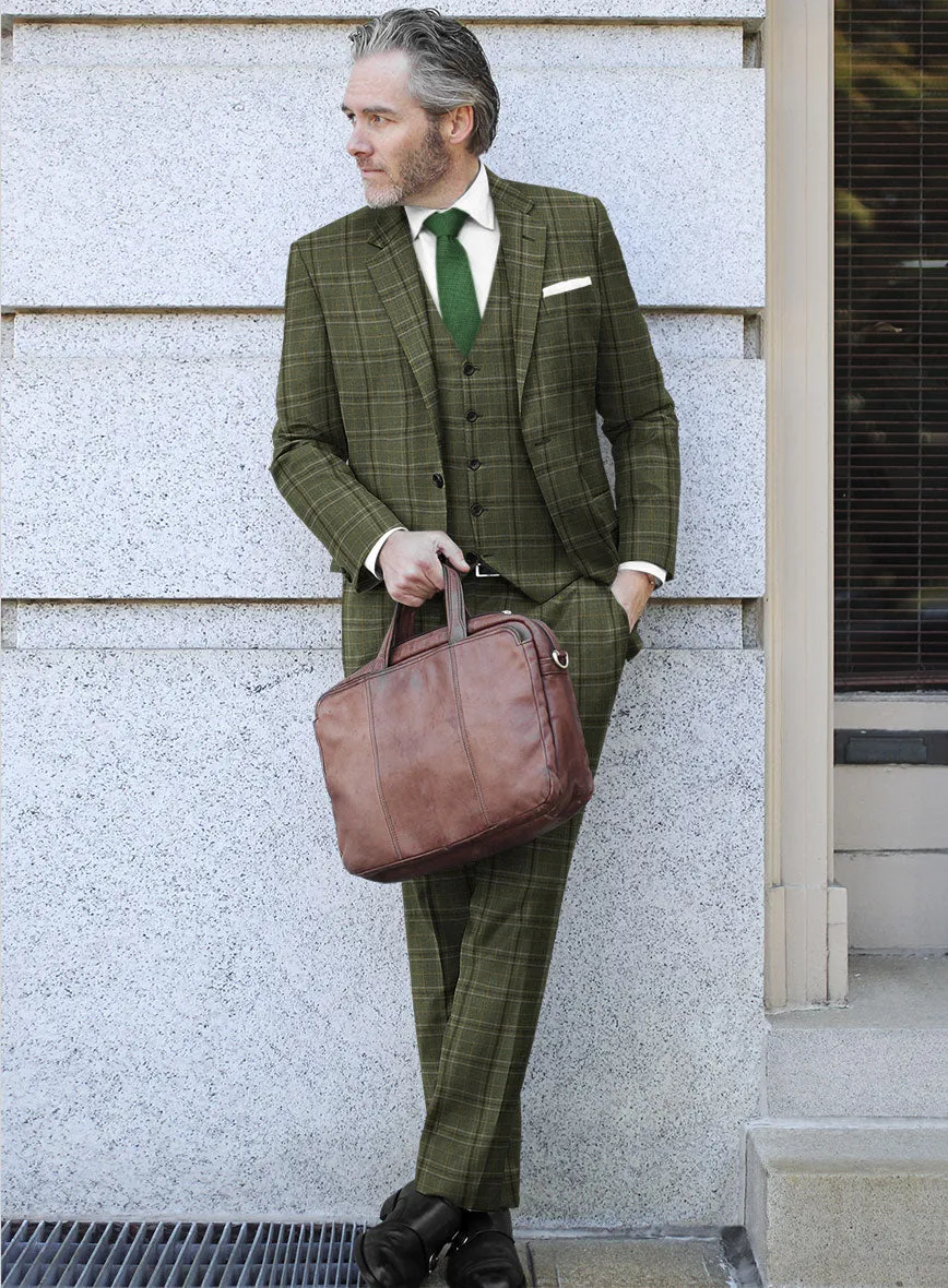 Reda Juniper Green Checks Wool Suit