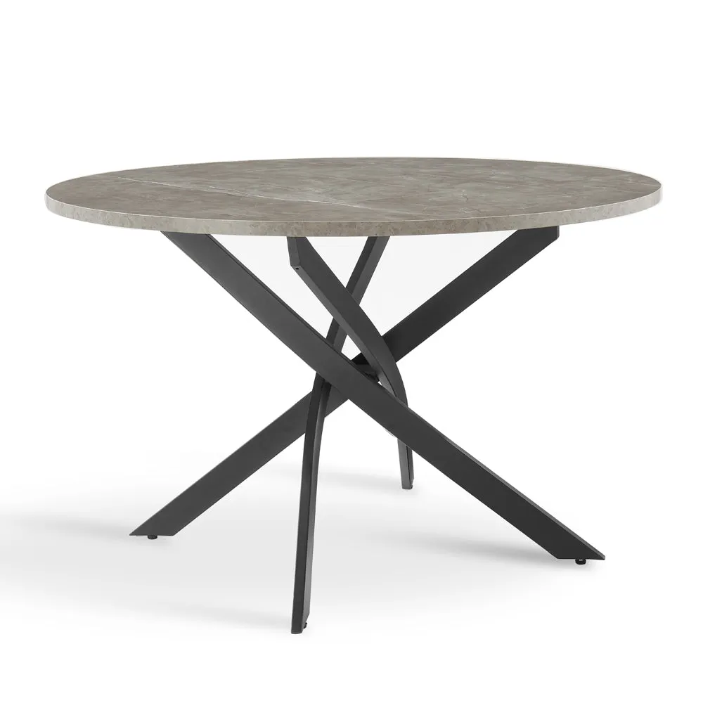 Rocco Concrete Effect Dining Table & 4 Tiago Chairs, Black Velvet