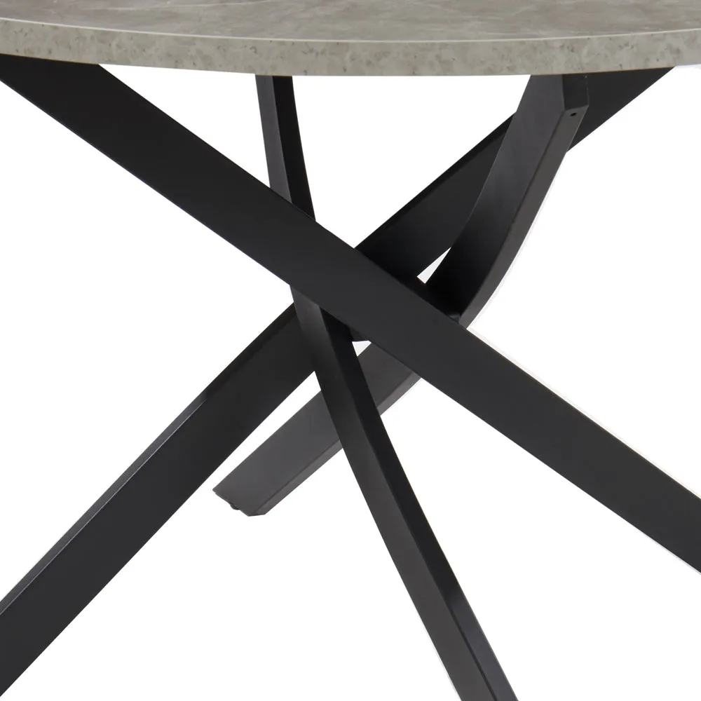 Rocco Concrete Effect Dining Table & 4 Tiago Chairs, Black Velvet