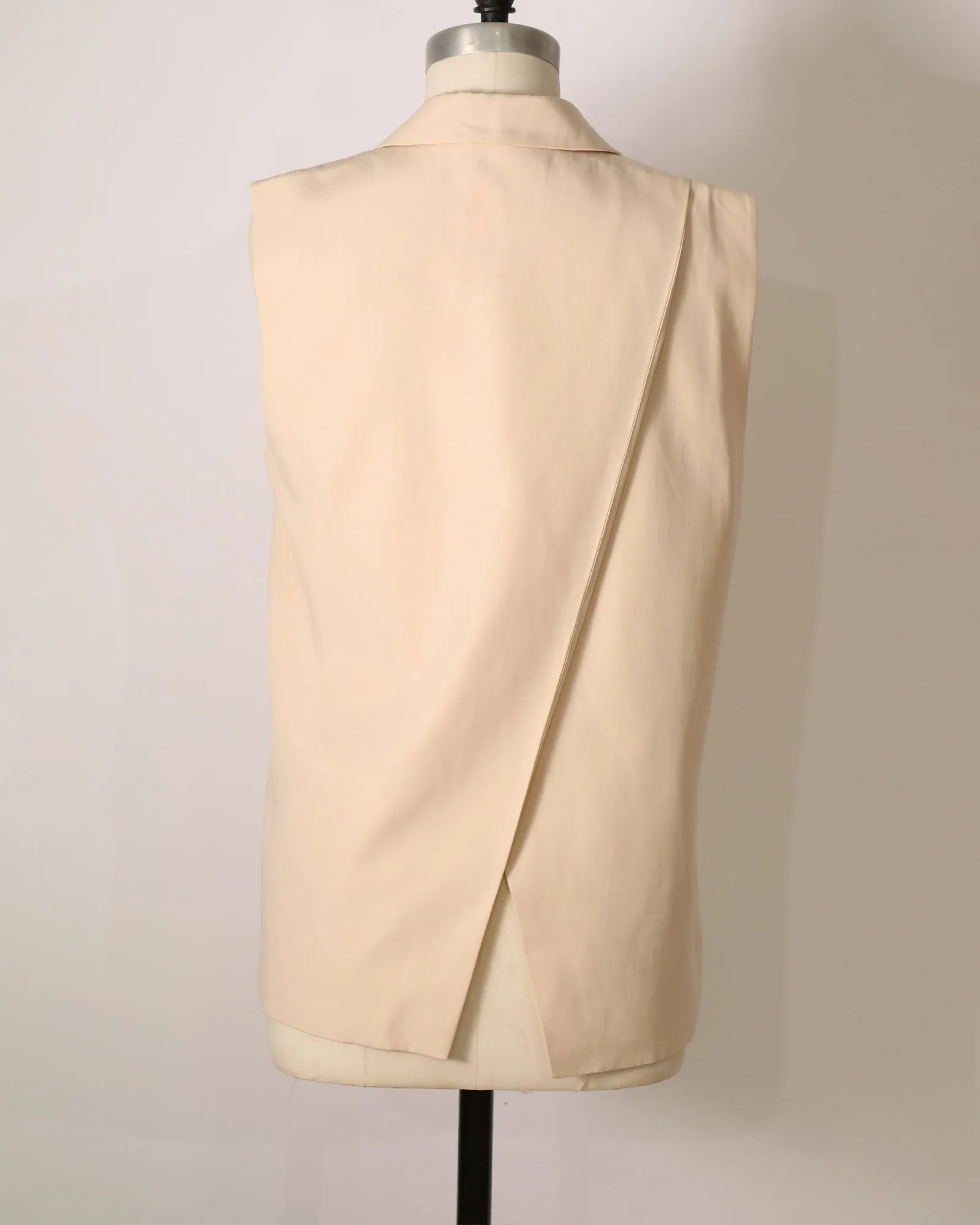 Sleeveless Blazer with Crossover Back - Oat