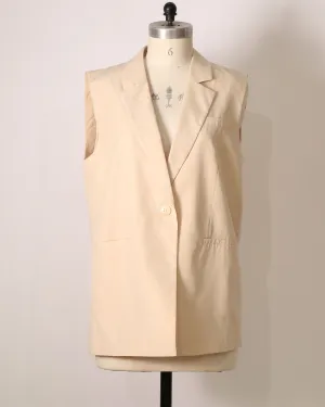 Sleeveless Blazer with Crossover Back - Oat