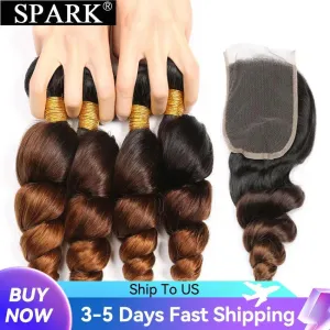 Spark Ombre Brazilian Loose Wave Hair Set: Vibrant Extensions for Stylish Look