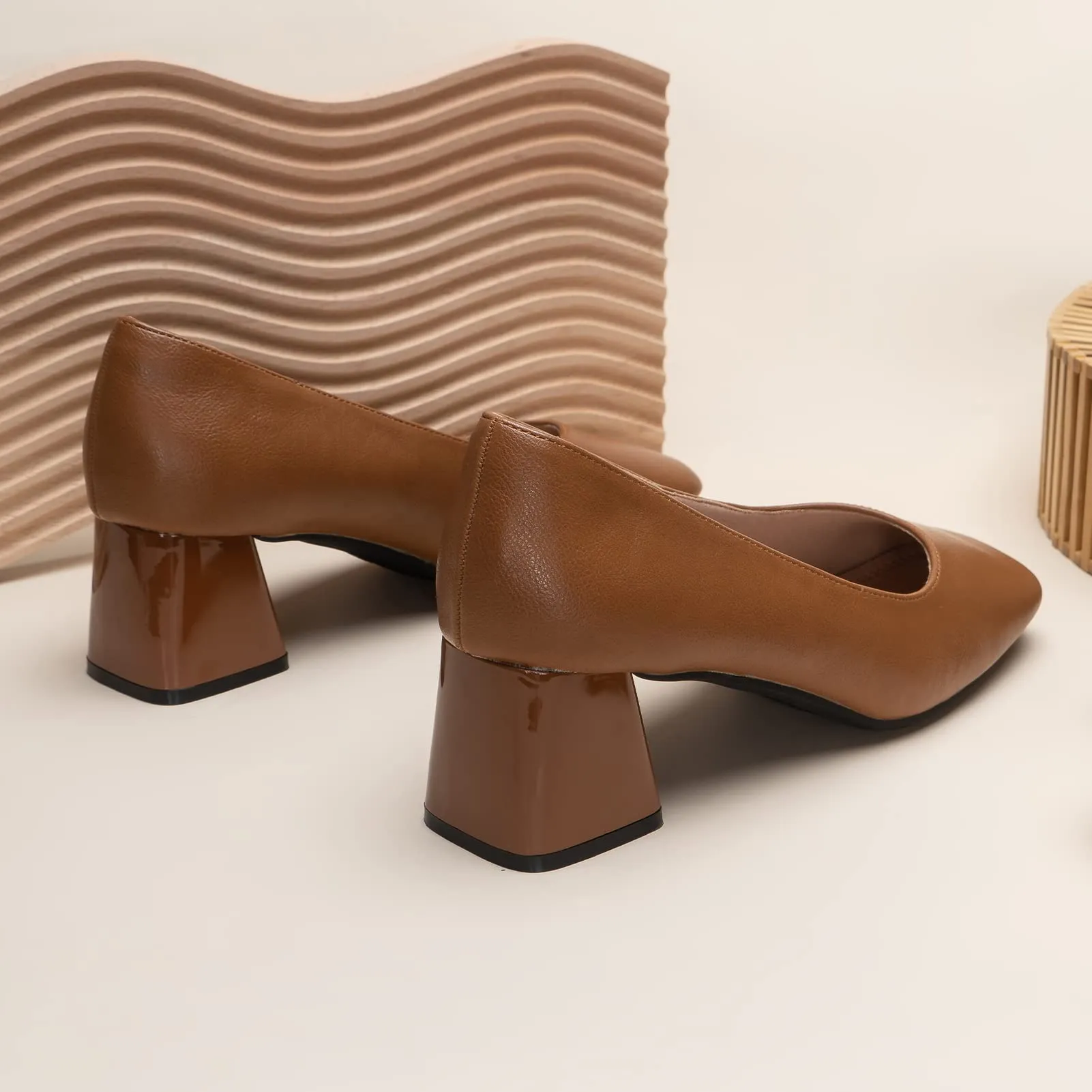 Square Toe Chunky Block Heel Shoes