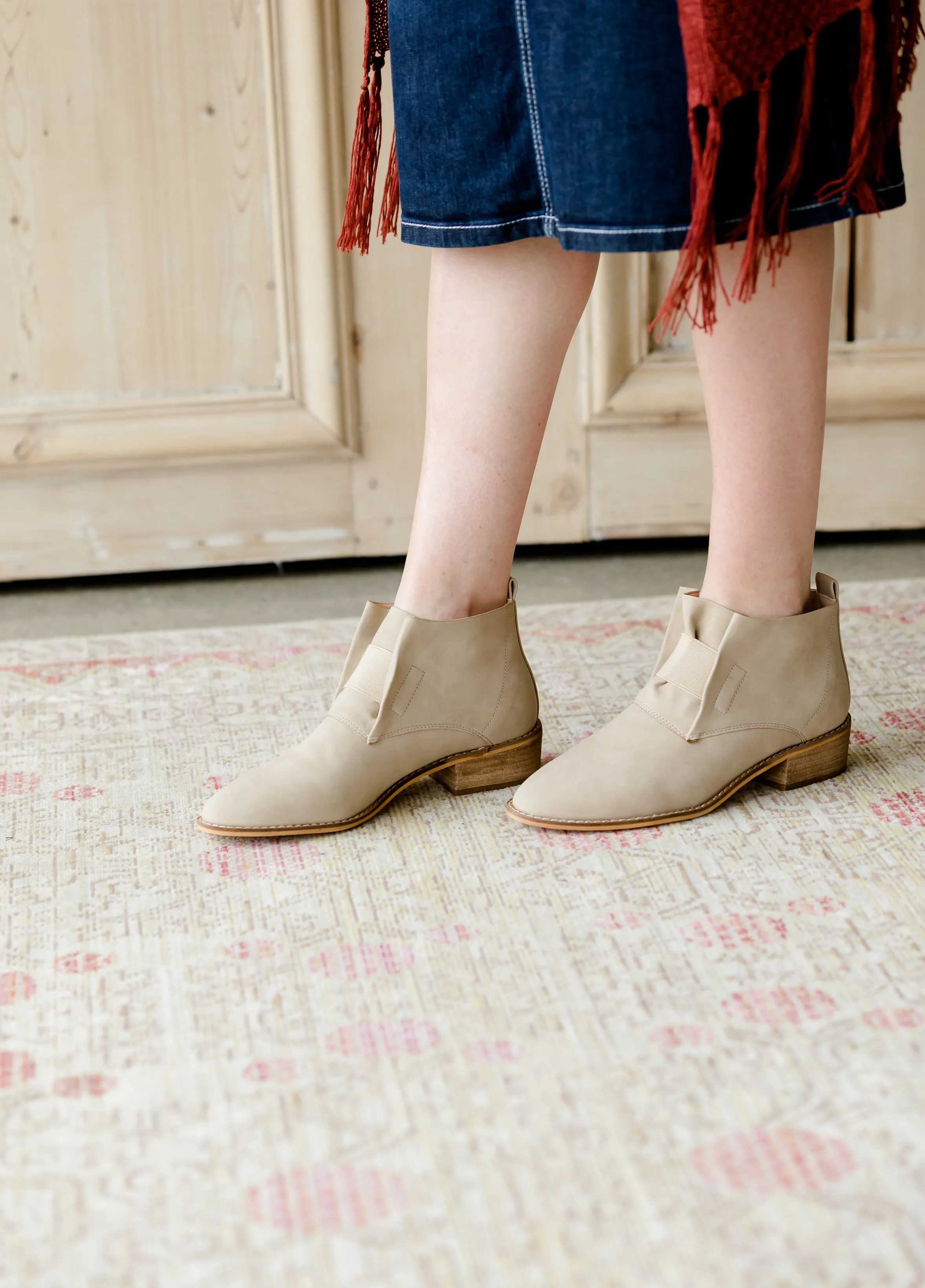 Stretch Detail Taupe Bootie - FINAL SALE