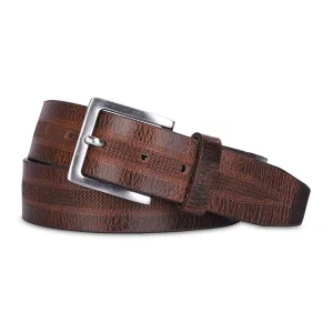 THE CLOWNFISH Men's Genuine Leather Belt with Embossed Design -Tan (Size-40 inches)