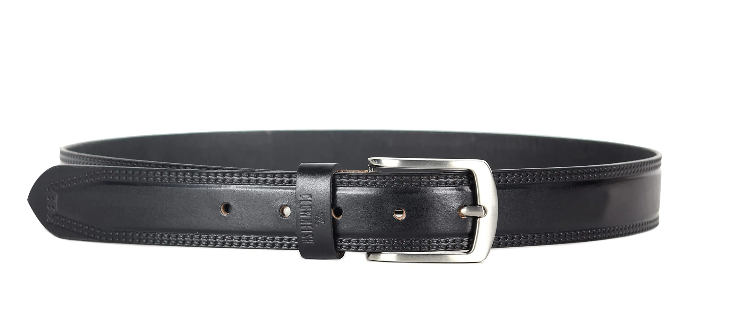 THE CLOWNFISH Men's Genuine Leather Belt with Textured/Embossed Design-Coal Black (Size-36 inches)