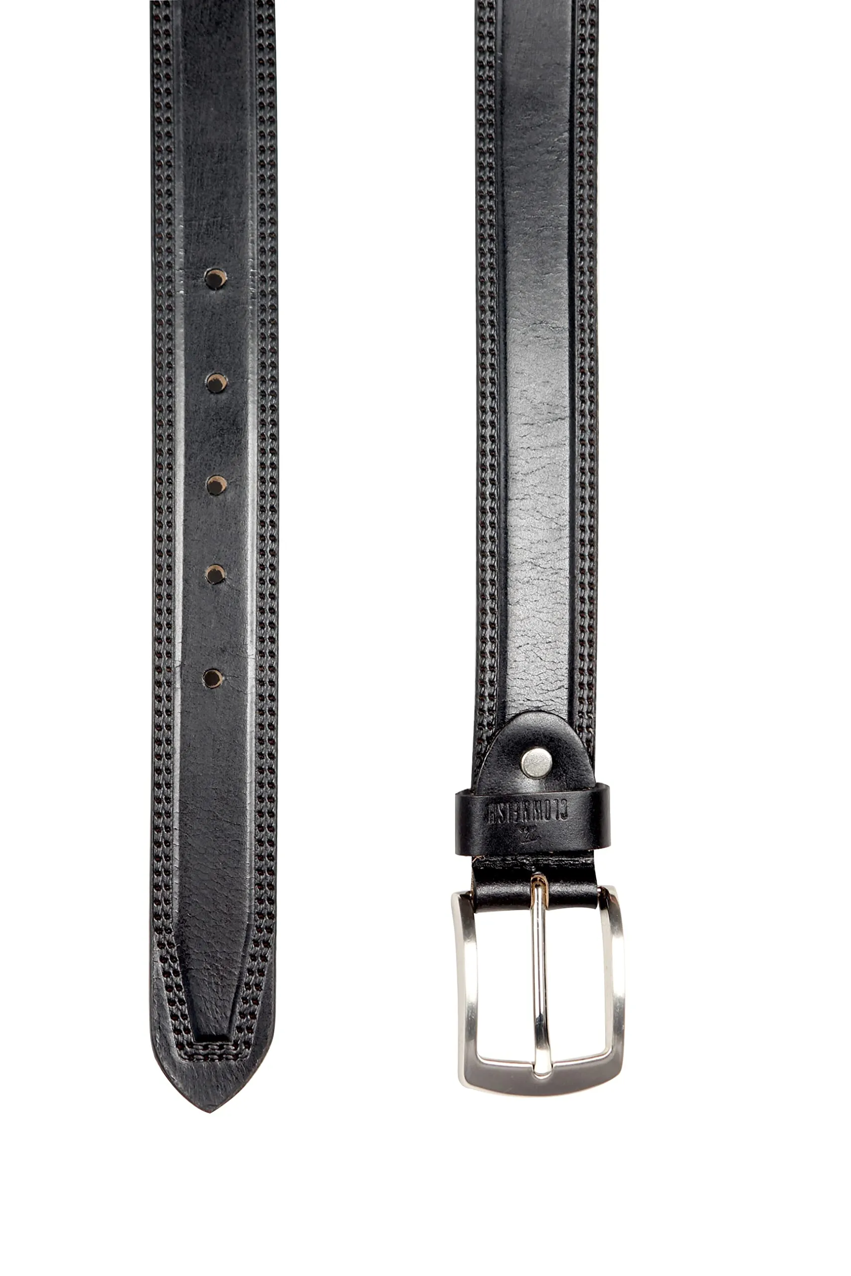 THE CLOWNFISH Men's Genuine Leather Belt with Textured/Embossed Design-Coal Black (Size-36 inches)