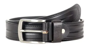 THE CLOWNFISH Men's Genuine Leather Belt with Textured/Embossed Design-Olive Black (Size-32 inches)