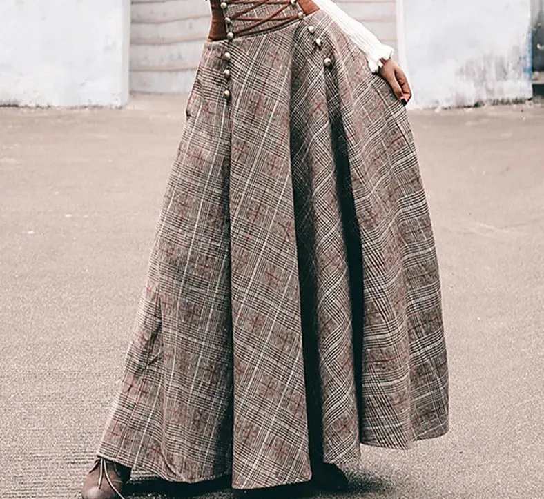 Thick A-Line Long Maxi Woollen Skirt