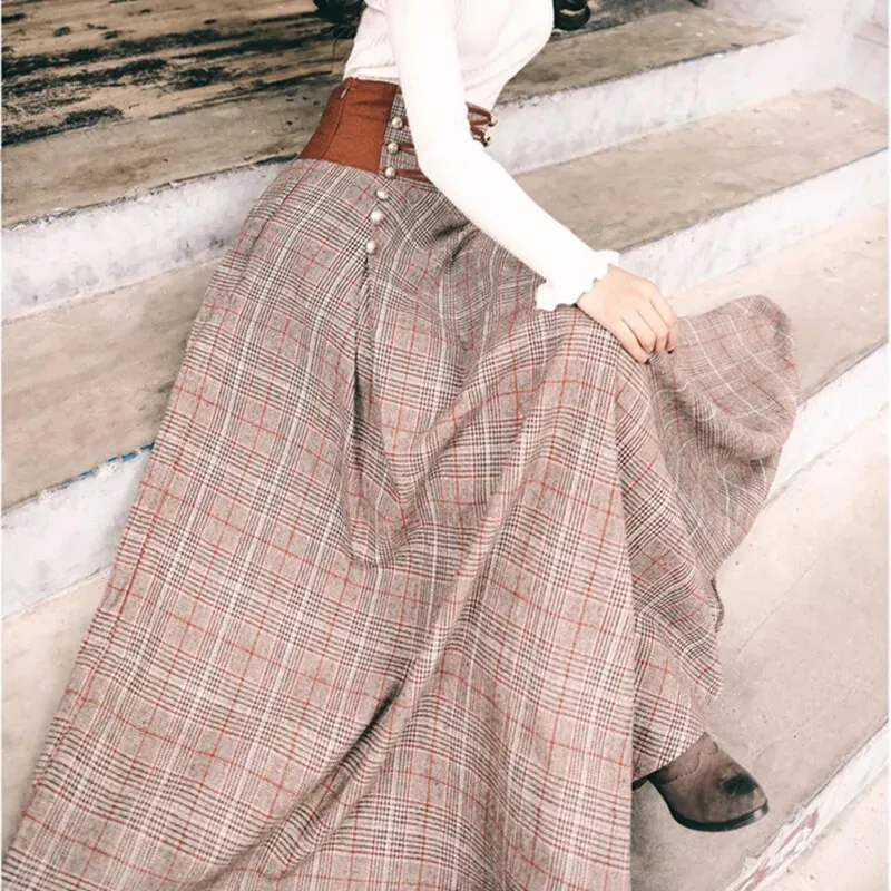 Thick A-Line Long Maxi Woollen Skirt