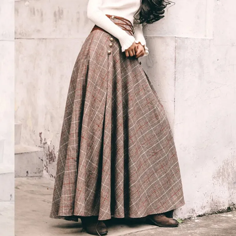 Thick A-Line Long Maxi Woollen Skirt