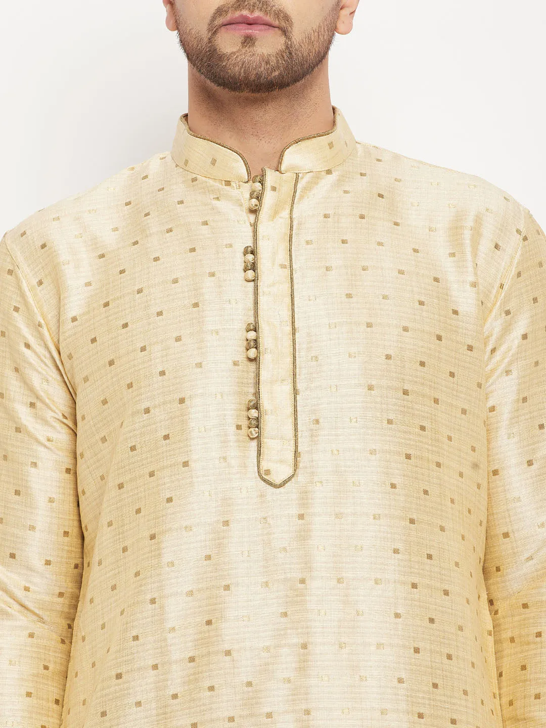 VASTRAMAY Men's Gold Zari Kurta