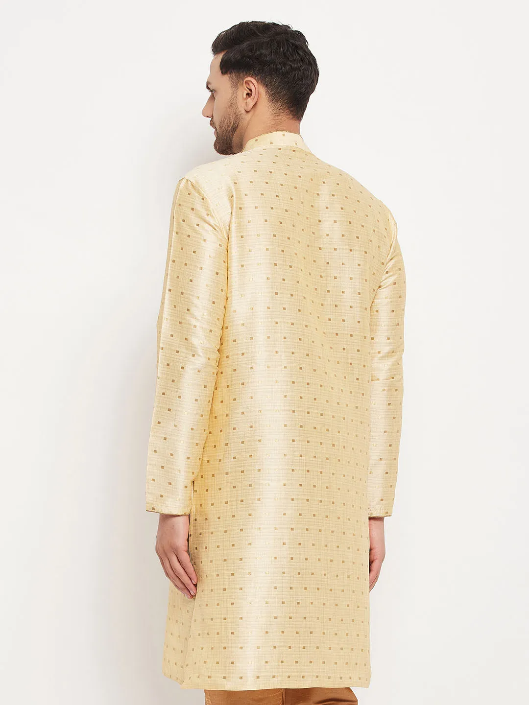 VASTRAMAY Men's Gold Zari Kurta