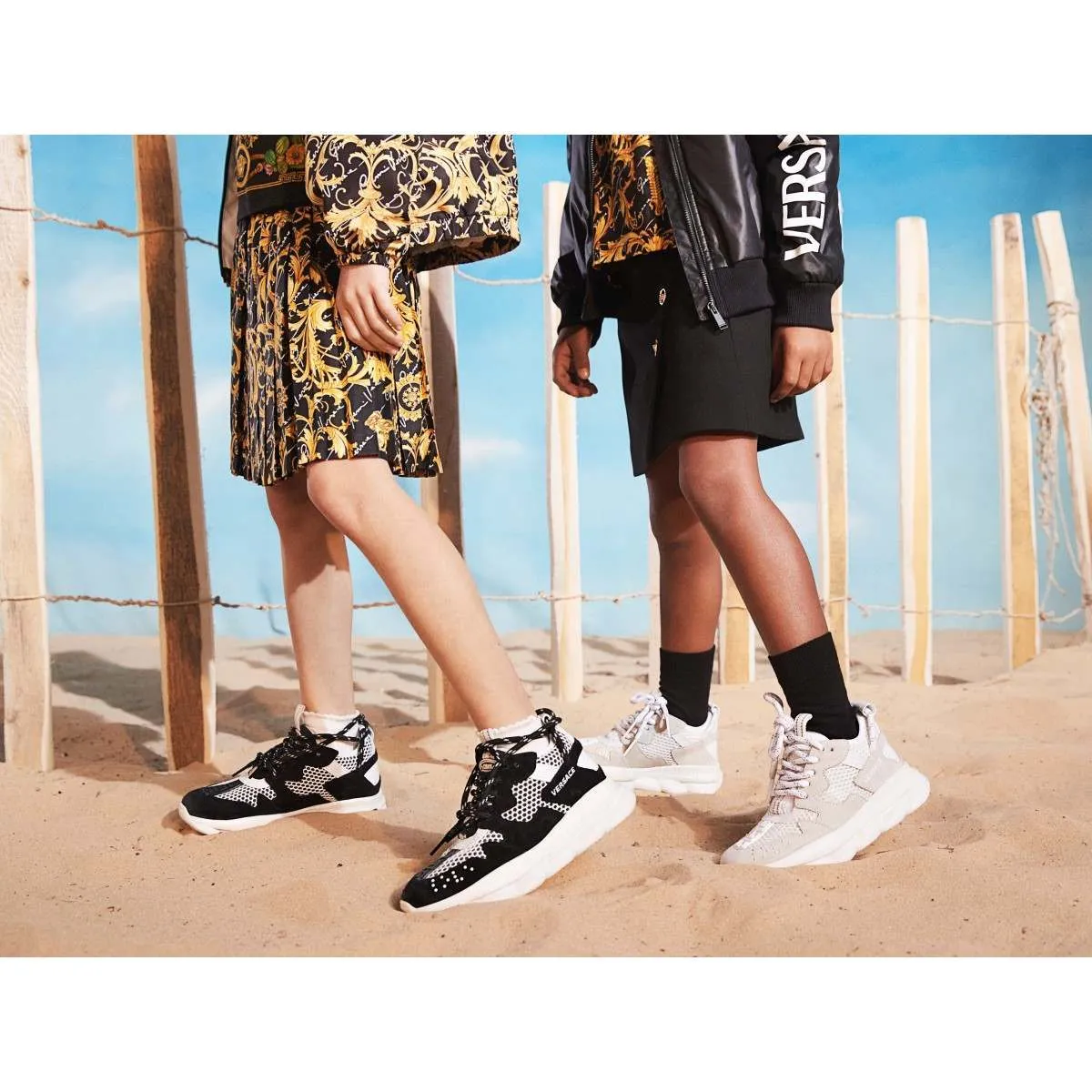 Versace Kids Suede & Mesh Trainers