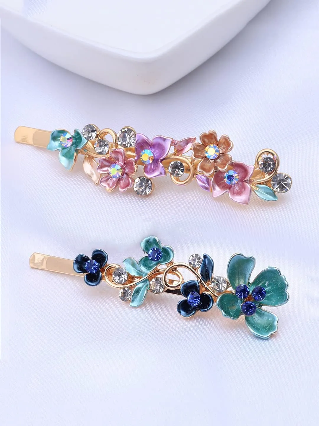 Yellow Chimes Hair Pins for Women Girls Hair Accessories for Women Hair Pin Hairpin Bobby Pins for Hair Pins for Girls Bobby Pins fro women Gift for Women and Girls (Enameled Floral Hairpin)