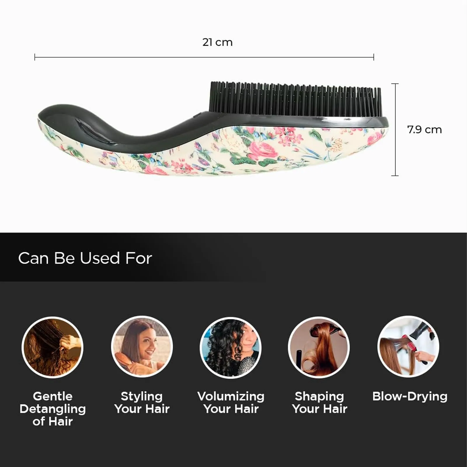 Yellow Chimes Mini Detangler Hair Brush | Soft & Flexible Bristles | Compact & Stylish | Wet & Dry Hair Pain Free Detangling | Travel-Friendly | Hair Brush For Women, Men & Kids